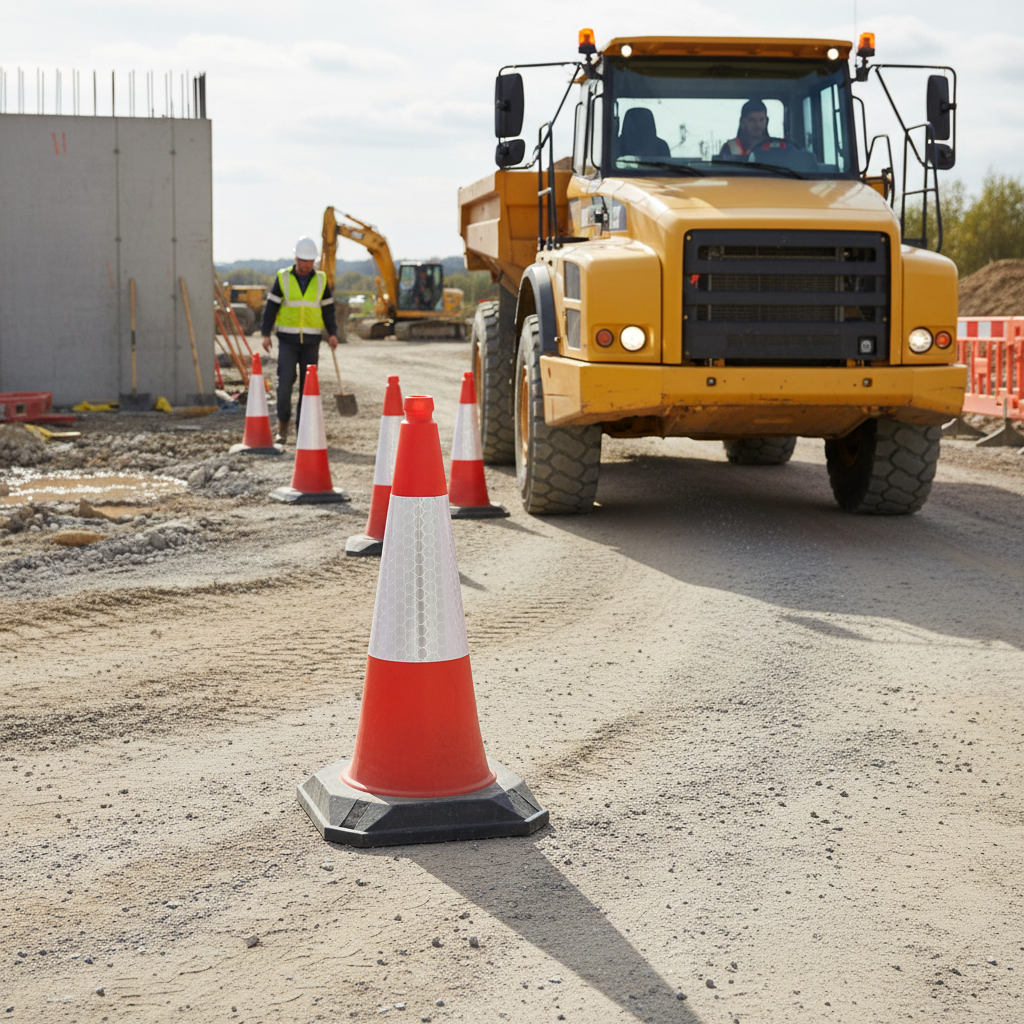 Premium Heavy Duty One Piece Traffic Cone 750mm with High Visibility Top and Robust Design for... - side view | Barriers Co