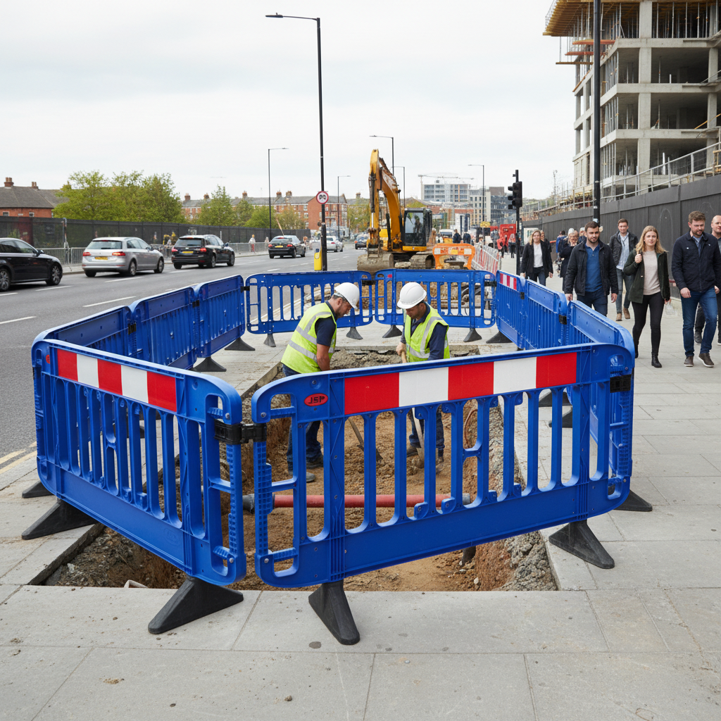 Premium Heavy Duty Injection Moulded Safety Barrier with Couplers for Enhanced Stability and... - side view | Barriers Co