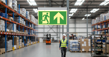 Premium Emergency Exit Sign for Ceiling Mounting - High-Visibility and Compliance with ISO 7010 Standards