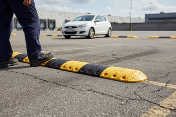 Heavy Duty Modular Speed Bump System - 40 mm Height with Integrated Reflectors for Traffic Calming in Parking Areas
