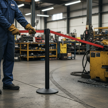 Premium Heavy Duty Retractable Belt Barrier with 3.7m Belt Length, Aluminium Construction and Rubber Base for Indoor & Outdoor Use