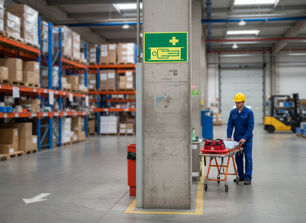 Professional A5 and A4 Instruction Sign for Stretcher and First Aid - Durable Plastic Material