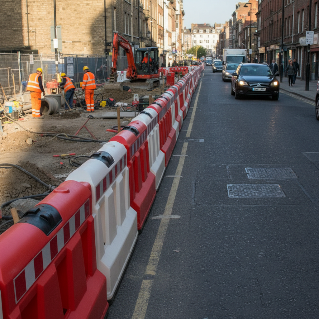 Premium Traffic Separator Safety Barriers with Weighted Base and Modular Design for Enhanced Stability and Visibility