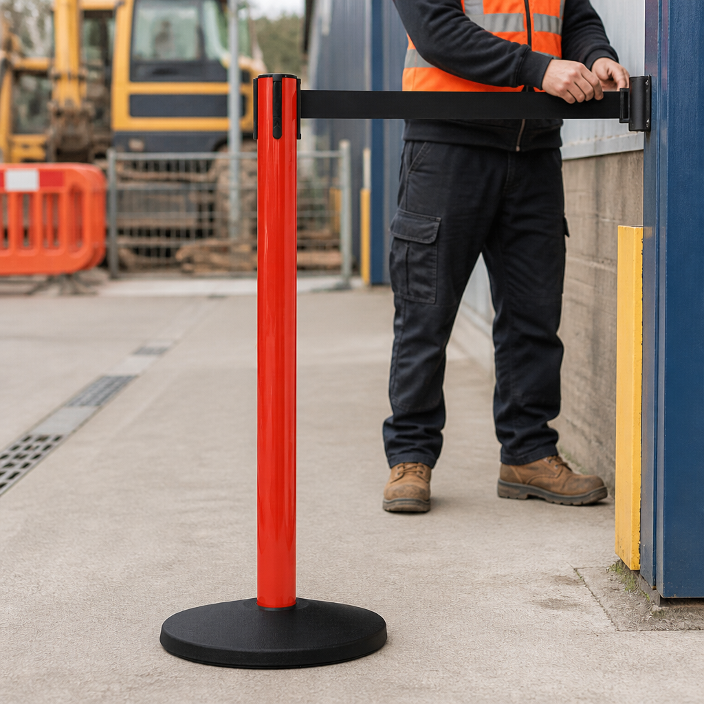 SafetyMaster 450 Belt Barrier System 3.4m x 50mm for Worksite Safety