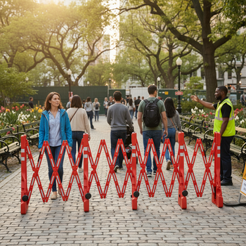 Premium Portable Extending Barrier for Pedestrians - 2.2m Length with Reflective Strips and Adjustable Locking Mechanism