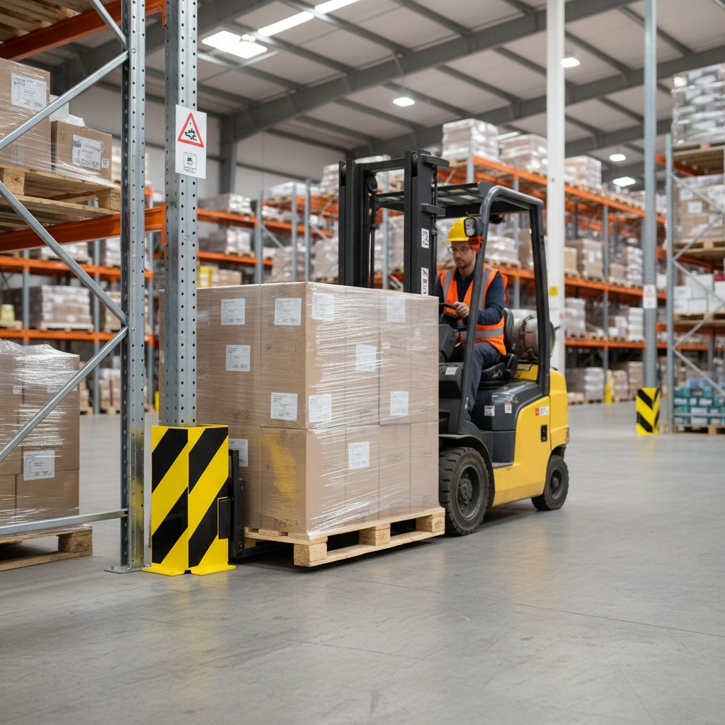 Premium Pallet Racking Protector with Durable Guide Rollers for Smooth Pallet Entry and Exit | Barriers Co