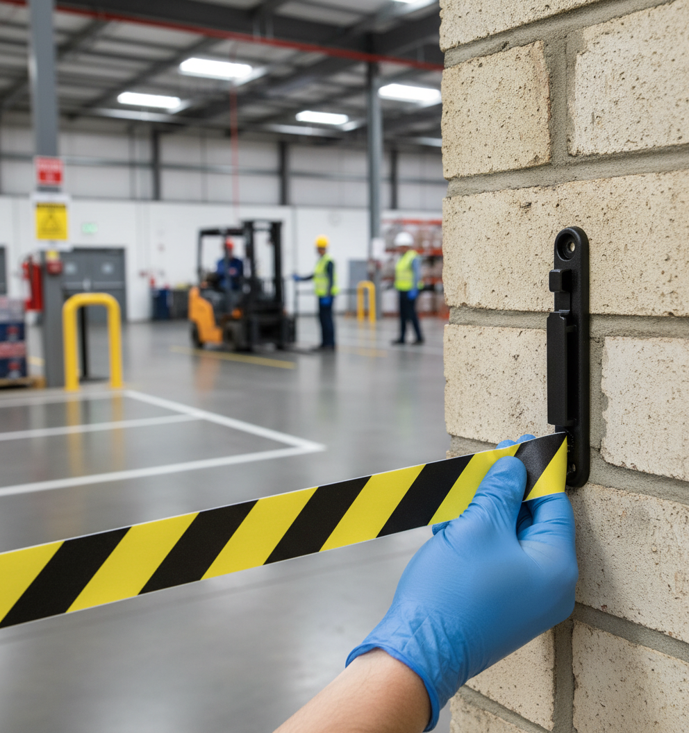 Heavy Duty Wall Receiver Clip Type 2 for Belt Stanchions - Compatible with Multiple Models