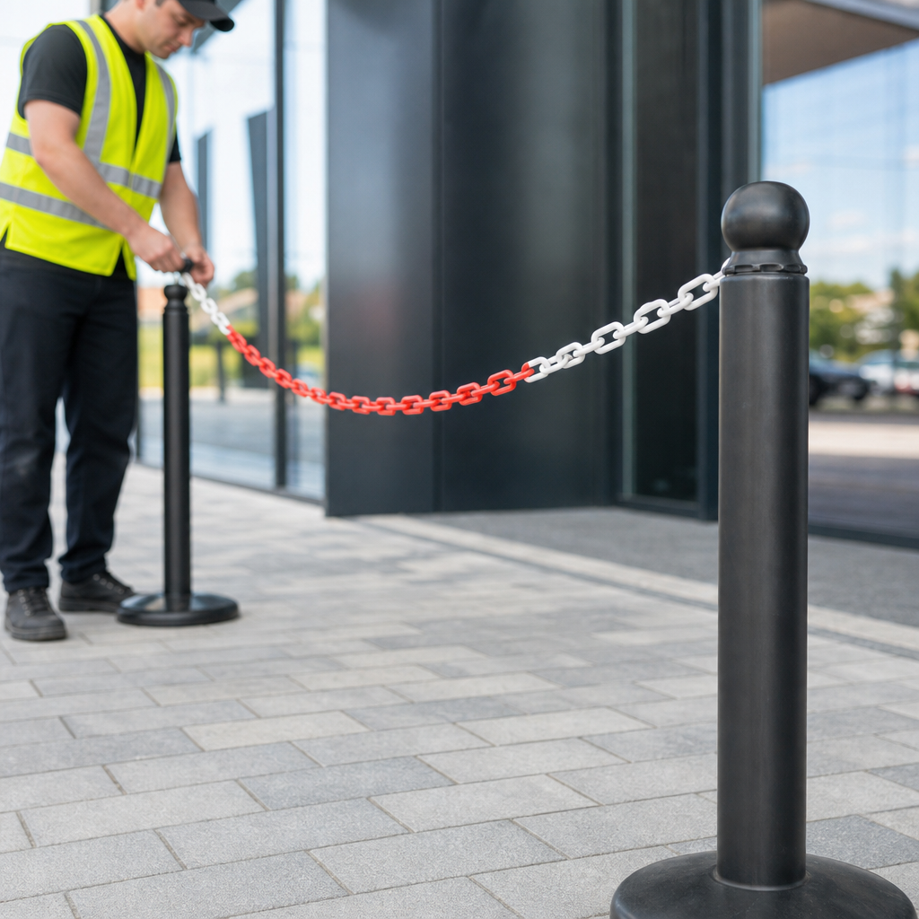 8mm Plastic Barrier Chain 25M for Crowd Control & Segregation