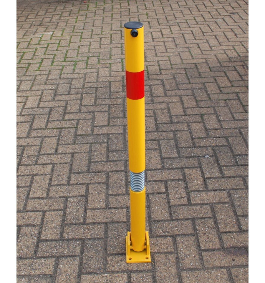 Yellow & Red Bendy Fold Down Parking Post