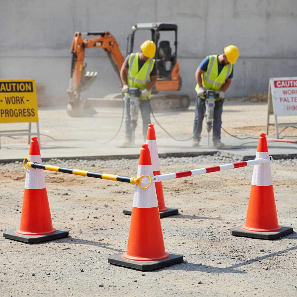 Premium Retractable Traffic Cone Bar Barrier - Lightweight, Durable, and Easily Adjustable for... - side view | Barriers Co
