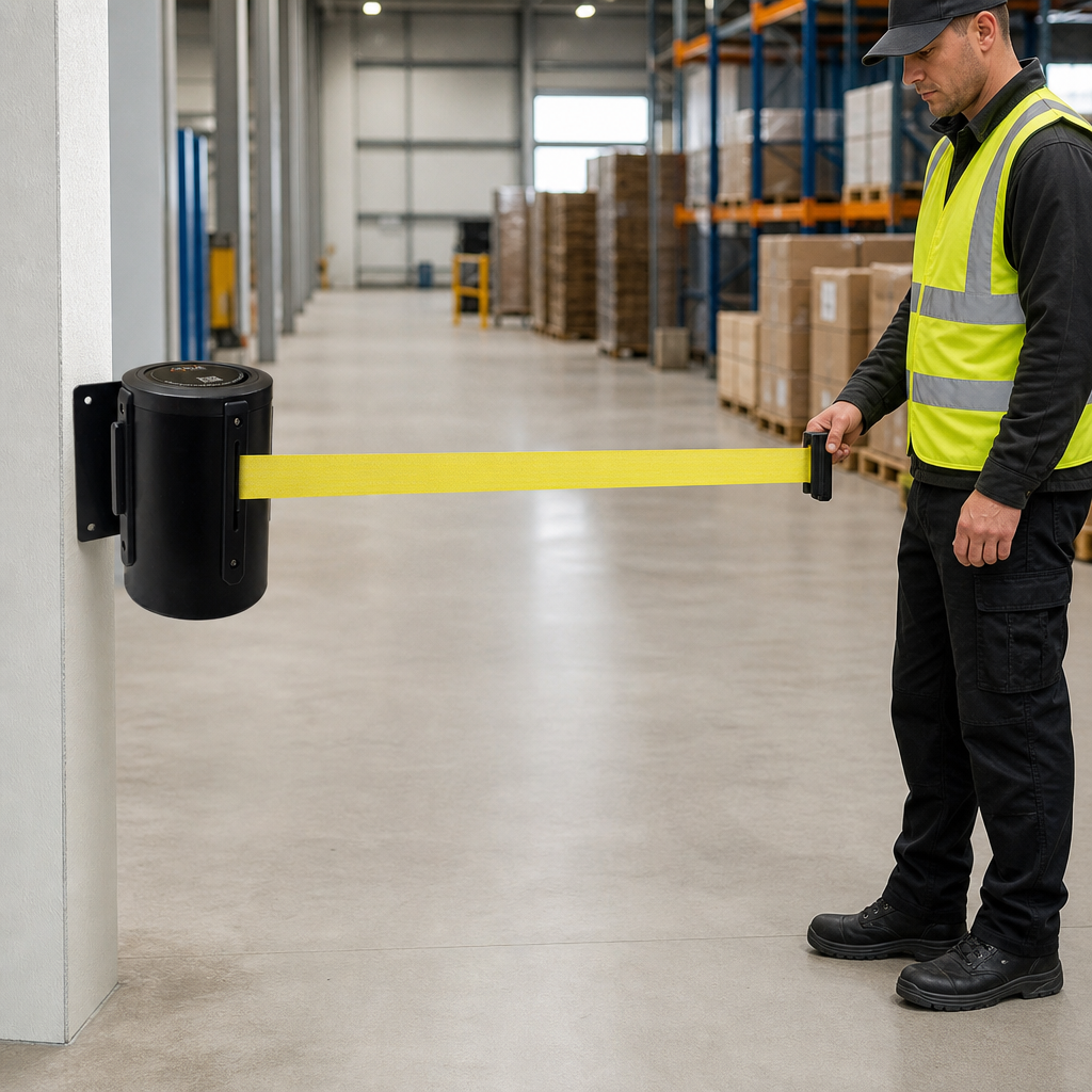 Retractable Belt Barrier System 6.1m - 10.6m for Large Spaces