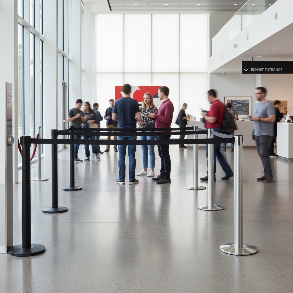 Premium Heavy Duty Stanchion with 2.3m Long Belt and Strong Magnet Foot for Indoor and Outdoor Use