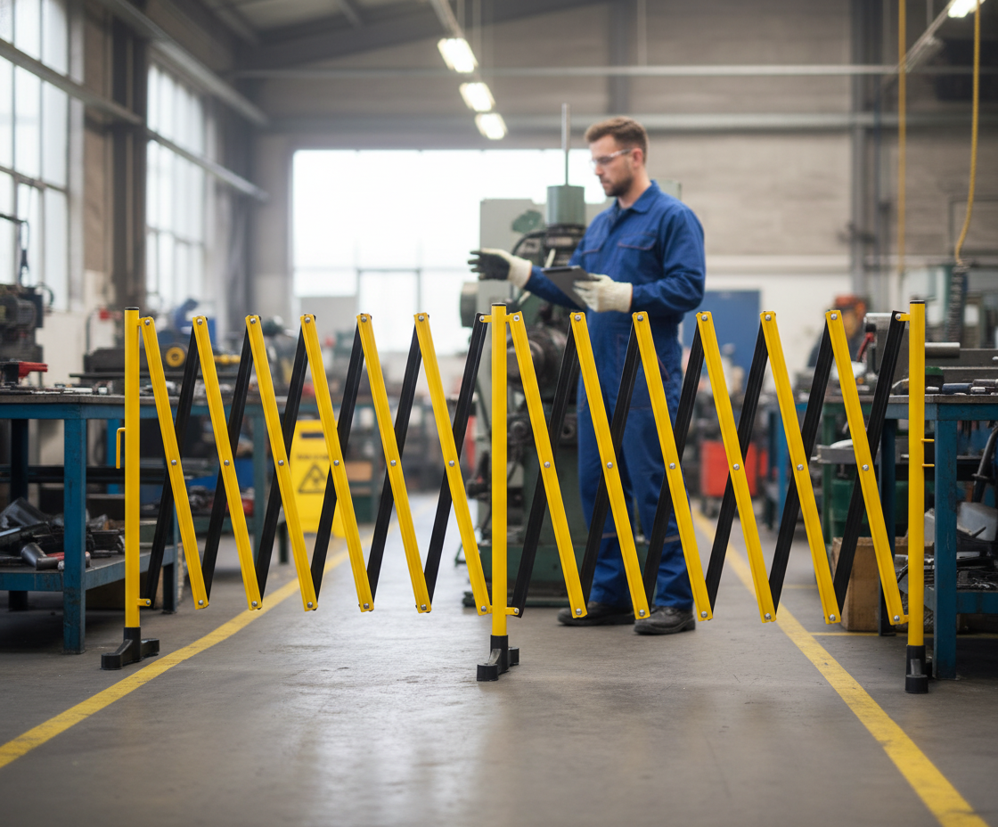 Premium Expanding Barrier Solution 5m with Base - High Visibility and Space-Saving Design for Temporary Use