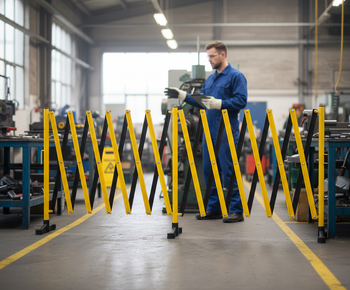 Premium Expanding Barrier Solution 5m with Base - High Visibility and Space-Saving Design for Temporary Use