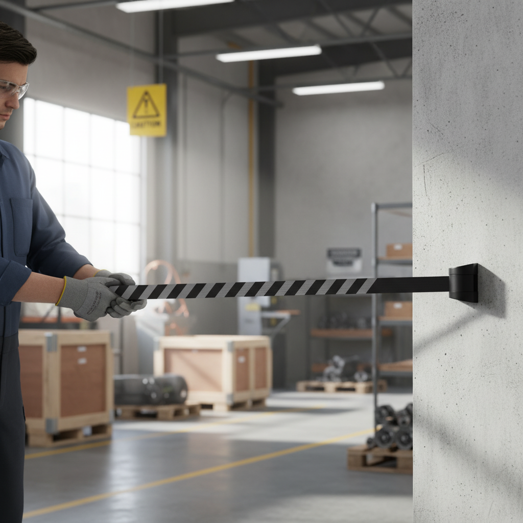 Premium Wall Mounted Retractable Belt Barrier with Custom Print Options for Safe Workspace Management (4.5m - 10m)