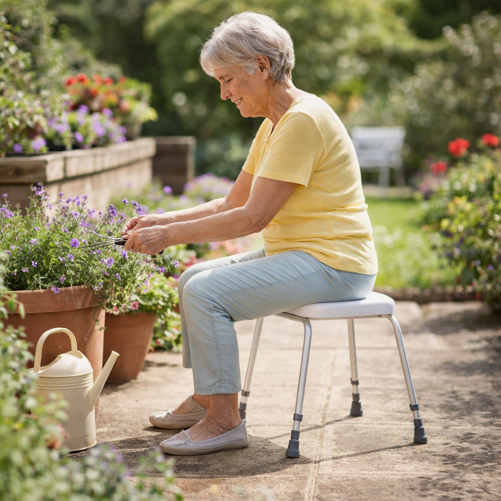 Adjustable Perching Stool – White – 165kg Capacity – Indoor Use