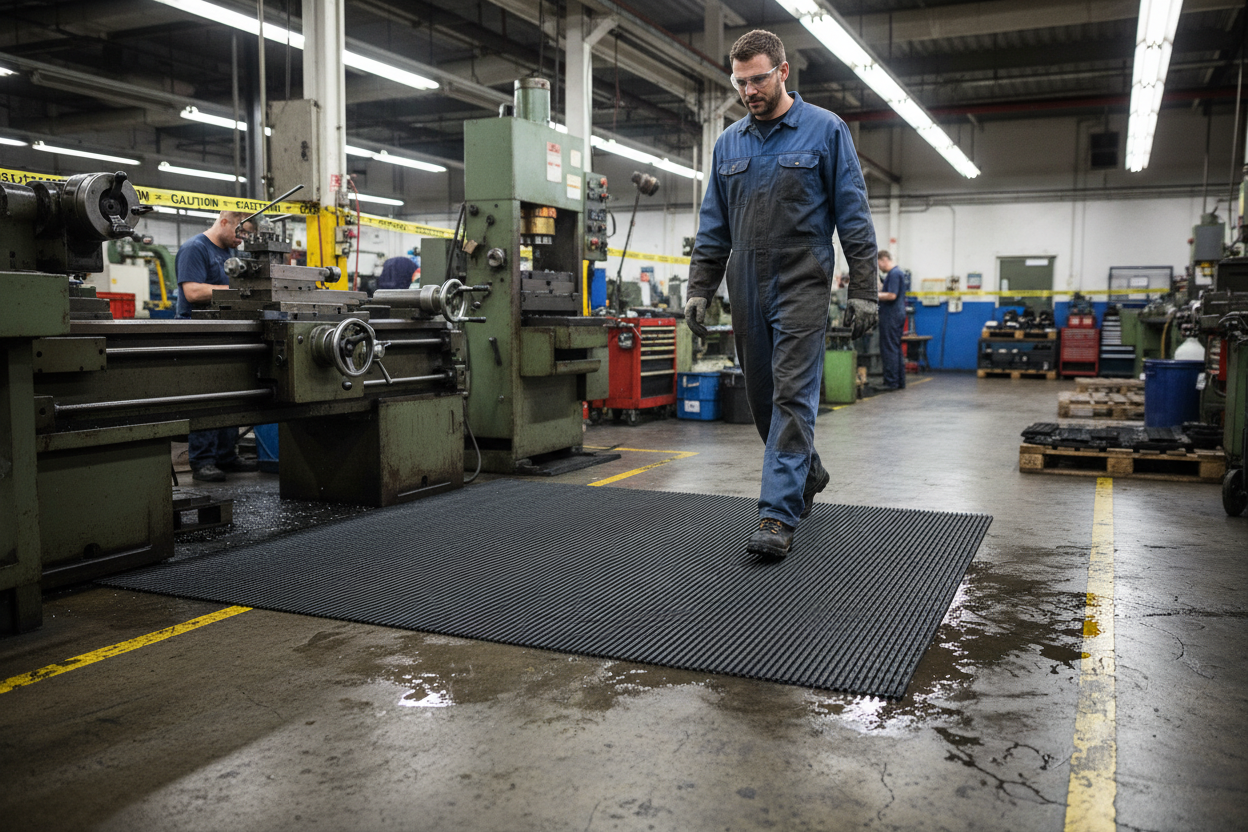 Premium Industrial Anti-Slip Mat 10m Roll - Extreme Slip Resistance, Ergonomic Design, Durable Vinyl Construction