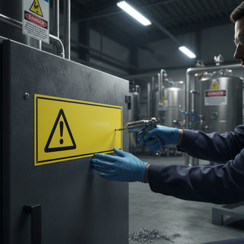 Premium Ammonia Warning Sign - Self-Adhesive, PVC-Free Plastic, Magnetic, and Aluminum Options for High Visibility and Durability