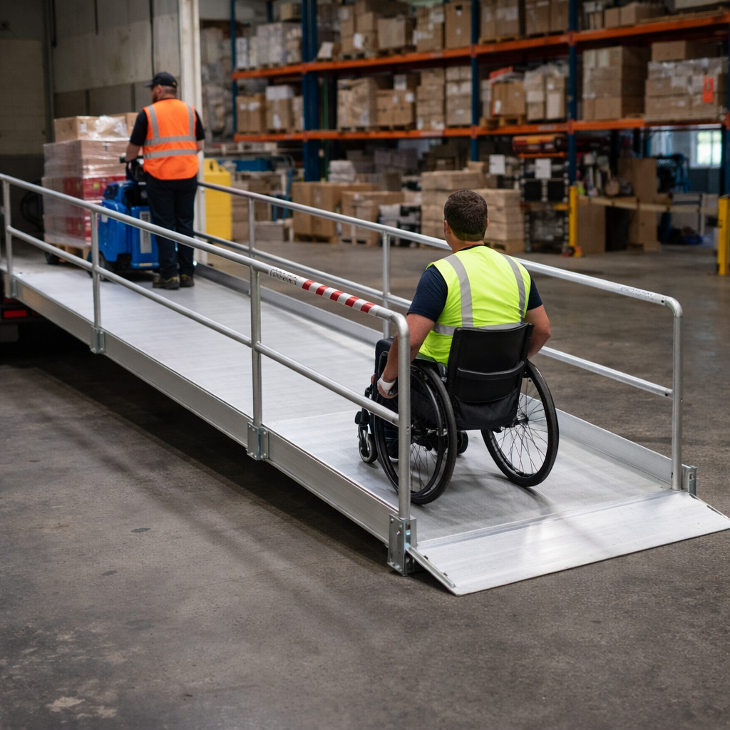 Vehicle Accessible Ramps – 4790mm x 1250mm – Handrails – Heavy Duty