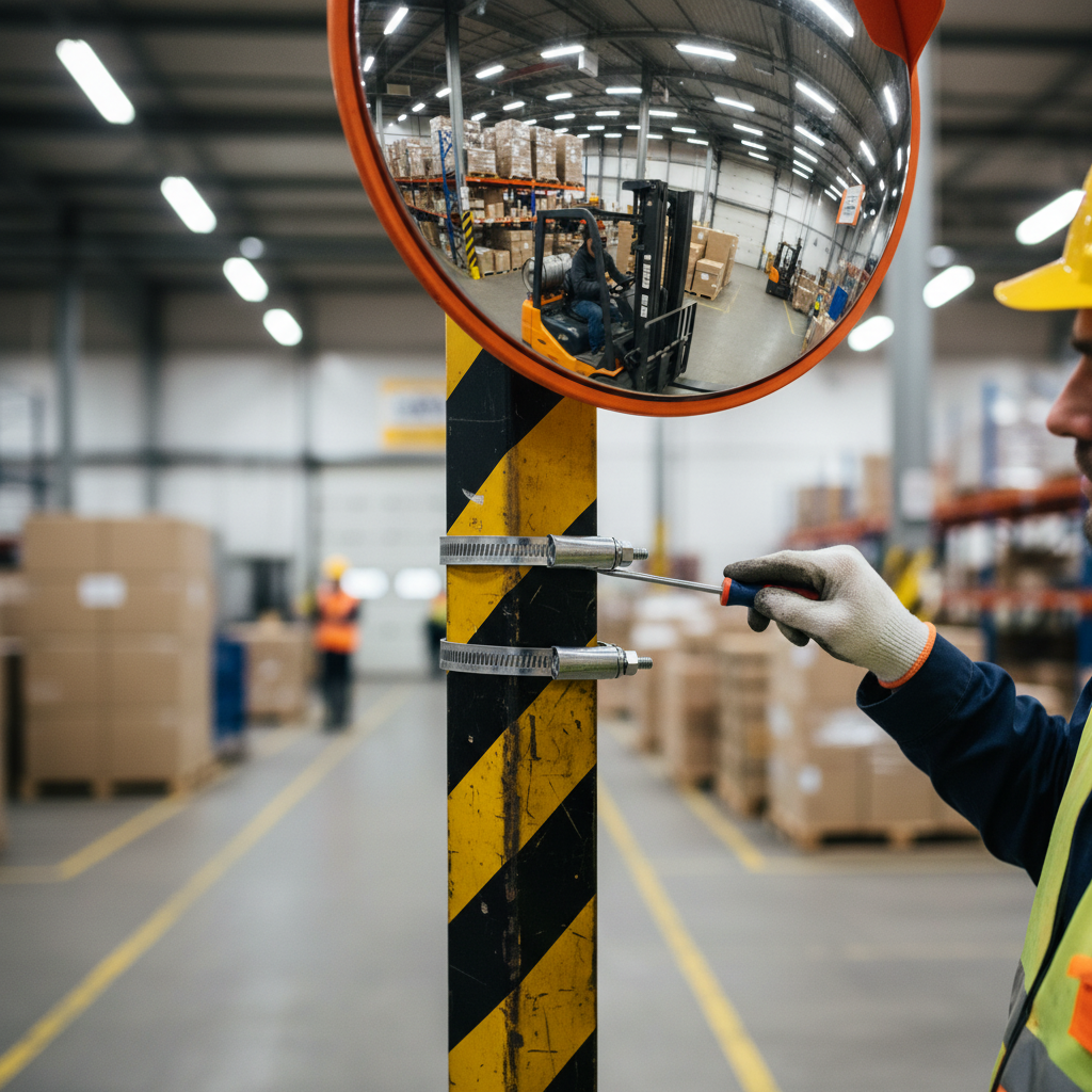 Professional Post Fixing Kit for Mounting Mirrors on 60-76mm Poles - High-Quality Professional... - side view | Barriers Co