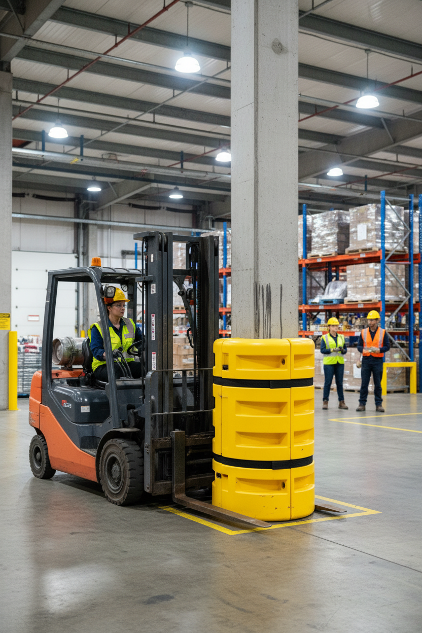 Premium Flexible Column Protector with Impact Resistance for Warehouses and Car Parks - 1.1m Height, 580mm Outer Size