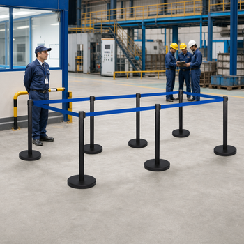 Belt Stanchion Set with 3m Blue Belt for Event Management (Pack of 8)
