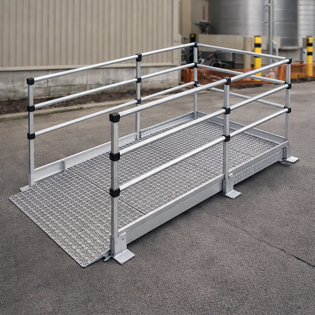 Modular Wheelchair Ramp Kit – 1500mm x 1900mm – Double Height Handrails – Mobility Access