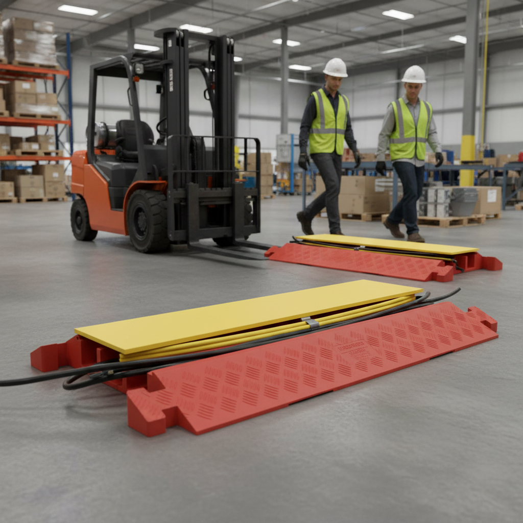 Heavy Duty 3 Channel Cable Protector with T Connectors for Cables Up to 57mm Diameter, 91cm Long, 12,892Kg Axle Capacity