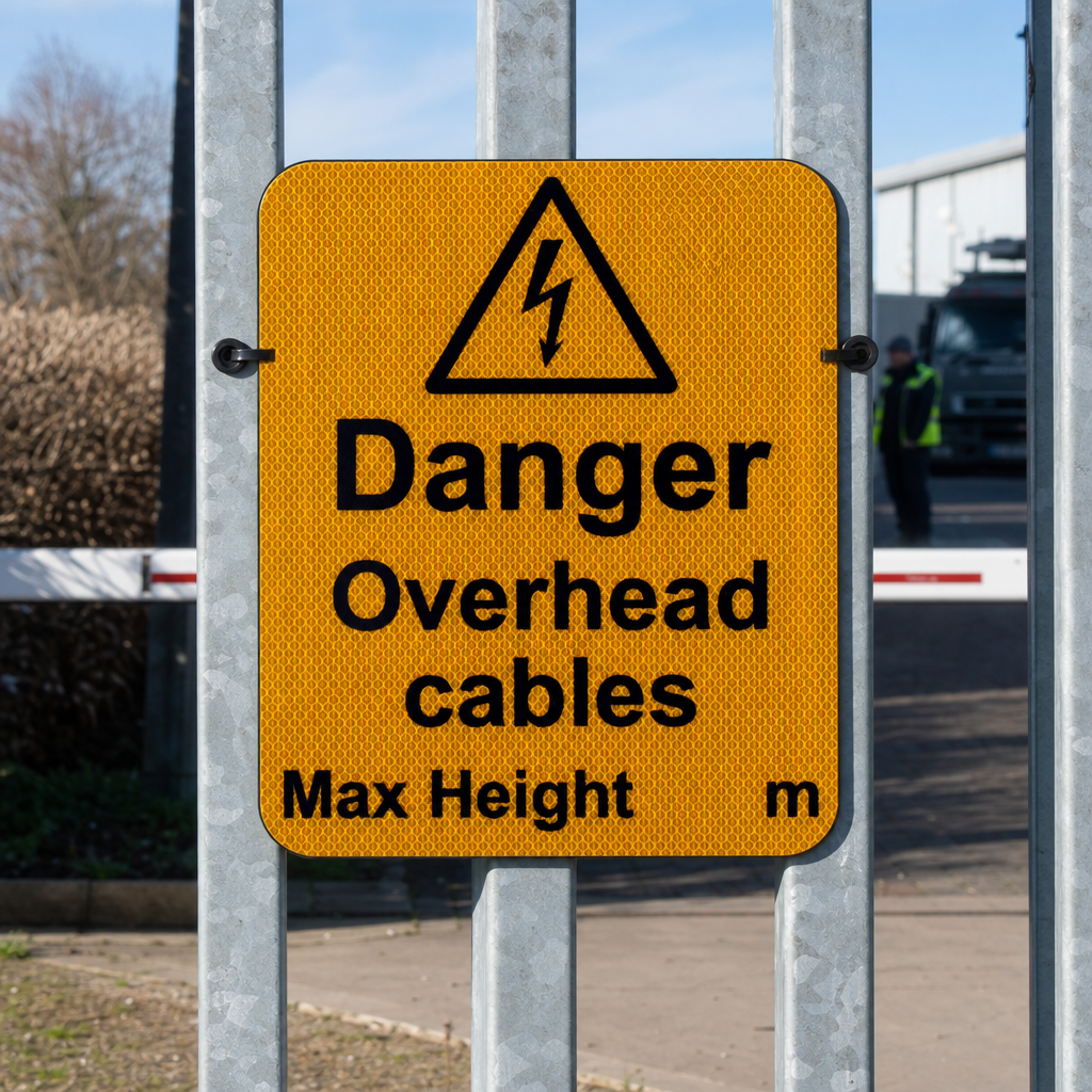 Danger Overhead Cables Max Height Sign for Height Restriction Barriers
