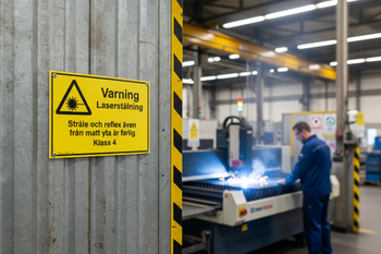 Premium Warning Sign for Laser Radiation Class 4 - Durable Plastic Options in Various Sizes Including 105x148mm