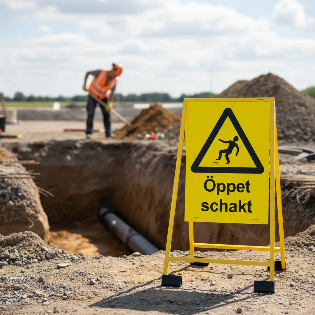 Premium Warning Sign for Open Excavations - Durable PVC, Magnetic, and Aluminum Options with High-Visibility Design