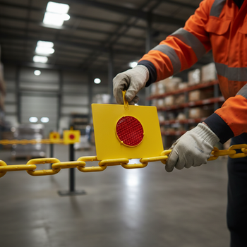 Premium Reflector for Barrier Chains - Durable Plastic Plate for Enhanced Visibility in Low-Light Conditions