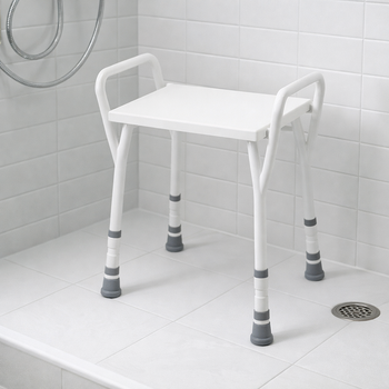 Adjustable Shower Stool – White – Lightweight & Durable – Bathroom Safety
