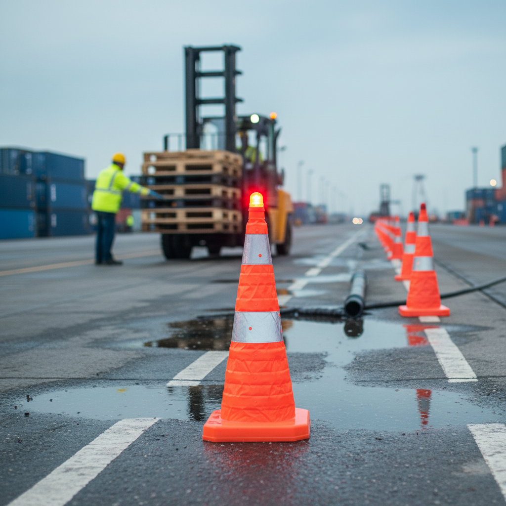 Premium Foldable Traffic Cone with Integrated Warning Light for Emergency Use and Hazard Marking