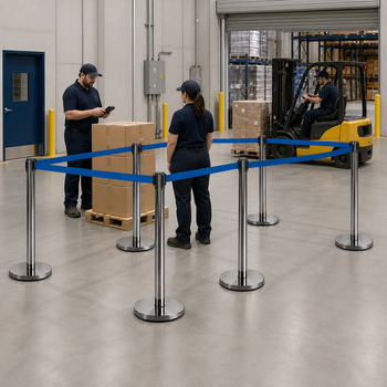 Belt Stanchion Set with 2m Blue Belt for Event Management (Pack of 6)