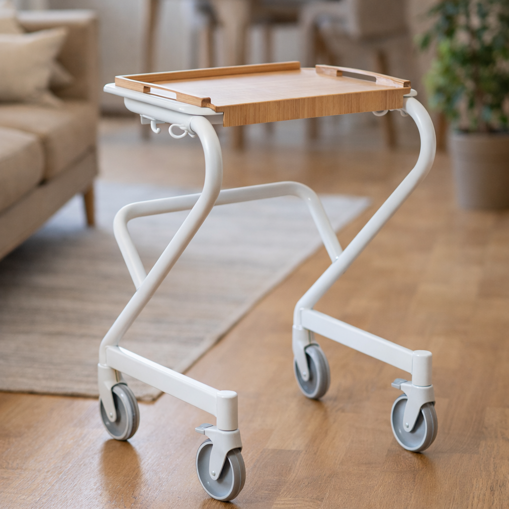 Indoor Rollator Tray – Bamboo – Easy Clean – Mobility Aid