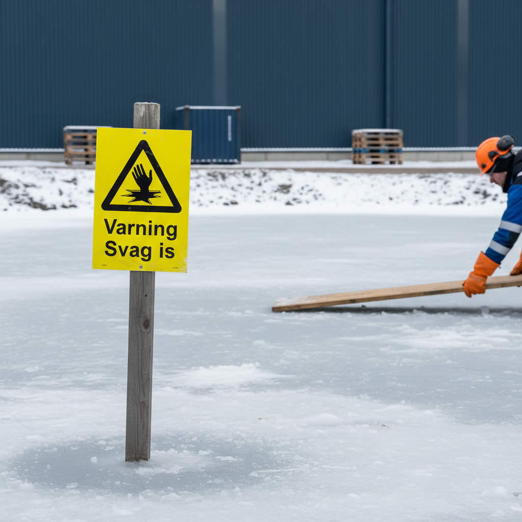 Premium Warning Sign for Weak Ice - Durable Materials for Safety in Risk Areas - High-Quality Professional Grade for Industrial and Commercial Appl...