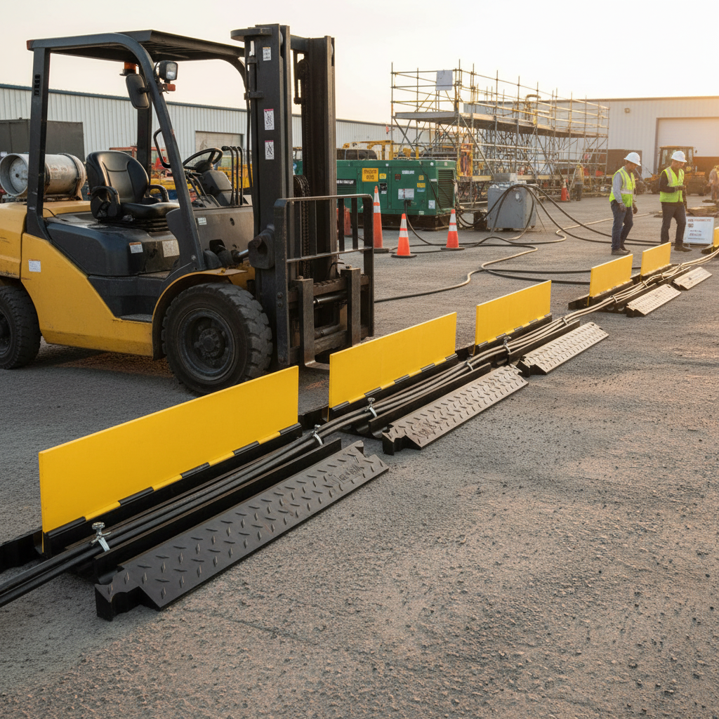 Professional 3 Channel Heavy Duty Cable Protector Ramp for Up to 2.125" Cables - Maximum Vehicle Weight Support