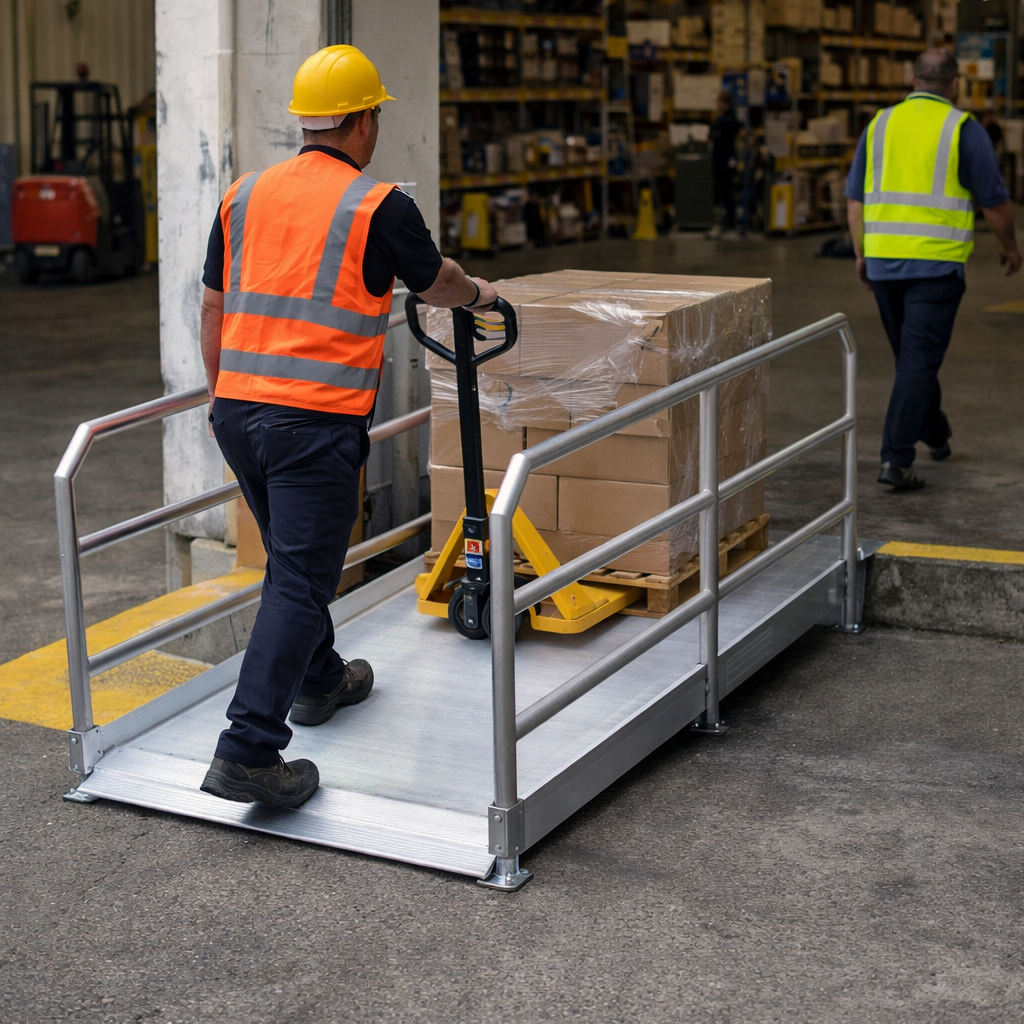 Pedestrian Ramps with Handrails – 990mm Length – Non-Slip – Public & Private Use