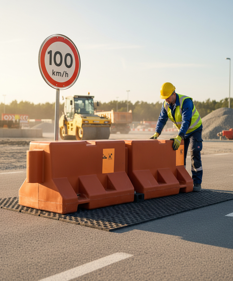 Premium Traffic Buffer Package 100km/h with Complete Sign Stand, Lighting, and Chain Mat for Road Safety