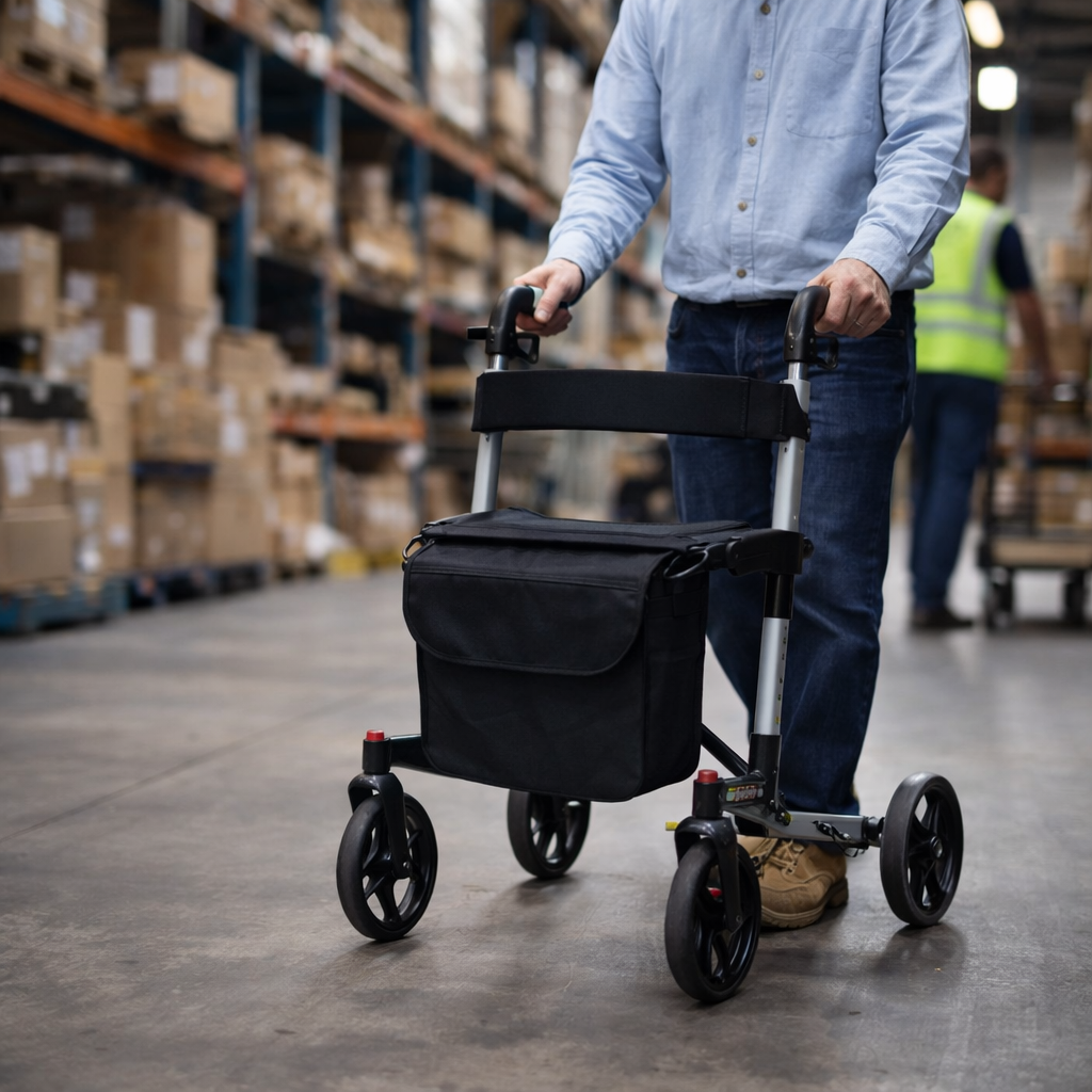 Folding Rollator – White – Aluminium Frame – Indoor/Outdoor Use