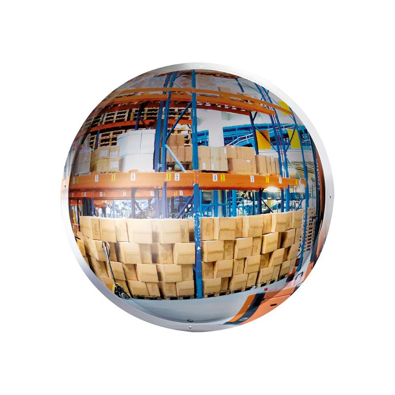 Vertically Mounted 1/2 Sphere Mirror Enhancing Industrial Safety and Visibility