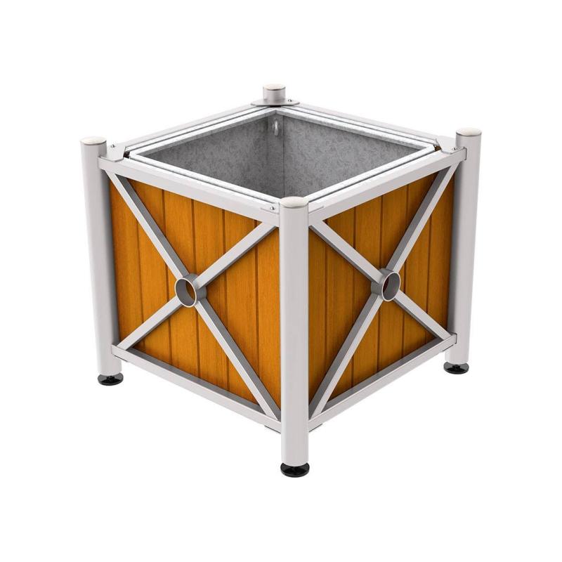 Province Wood & Steel Planters – Brushed Stainless Steel Top