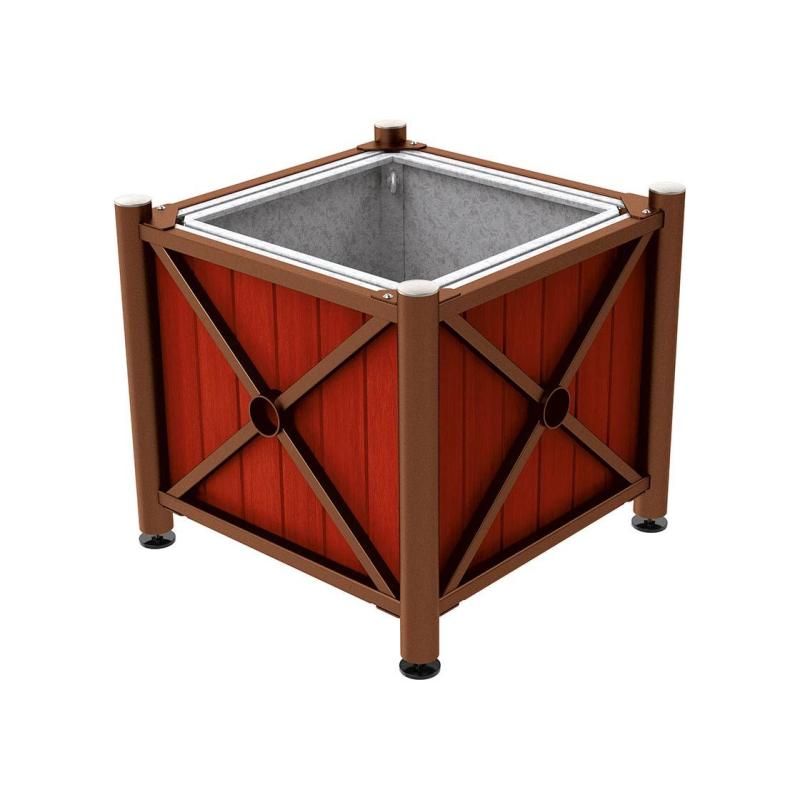Province Wood & Steel Planters – Brushed Stainless Steel Top