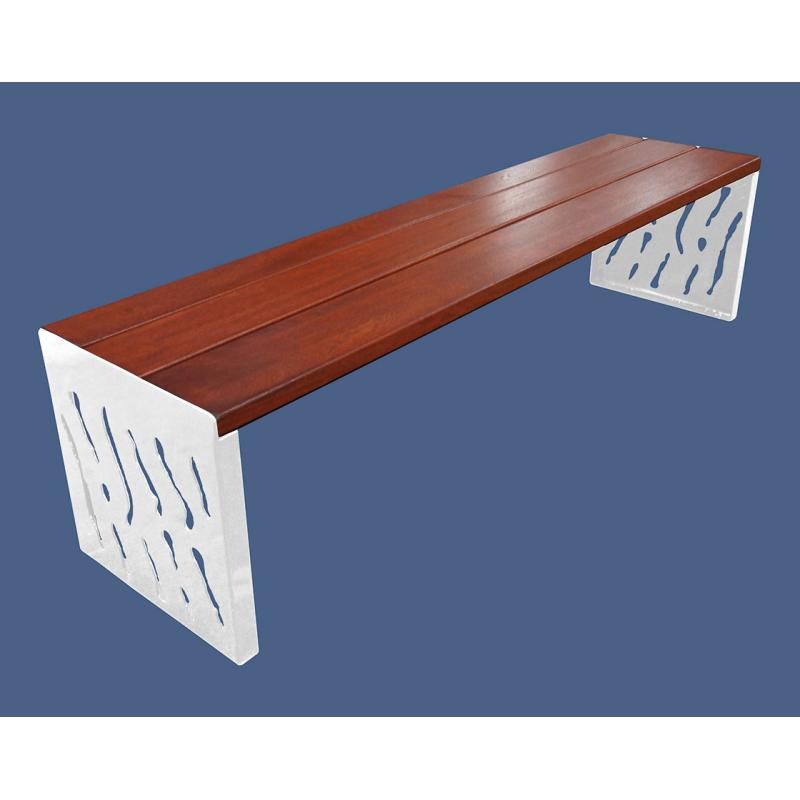 Venice Wood & Steel Bench: Contemporary Elegance for Green Spaces