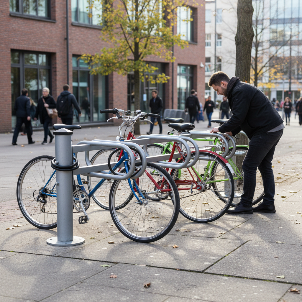 Premium Single Direction Bicycle Rack - Heavy Duty Galvanised Steel with Modular Design for 3... - side view | Barriers Co