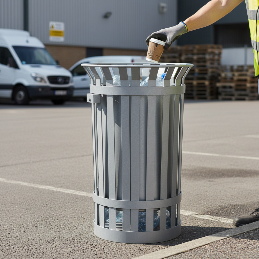 Premium Heavy Duty Flared Top Outdoor Litter Bin - Galvanised or Stainless Steel with Lockable Liner and... | Barriers Co