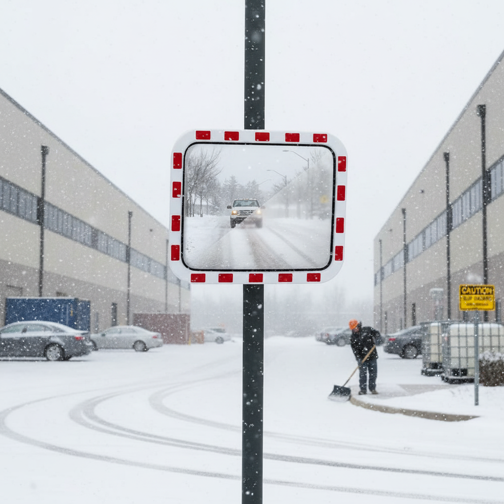 Premium Traffic Mirror with Integrated Heating Element for Clear Visibility in Cold and Humid Conditions