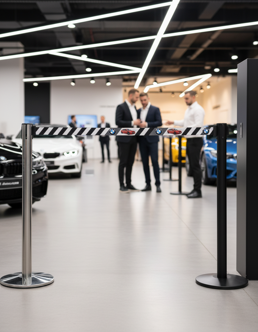 Premium Retractable Belt Barrier with Custom Print Options, 3m to 5m Long Belt for Flexible Crowd Control Solutions