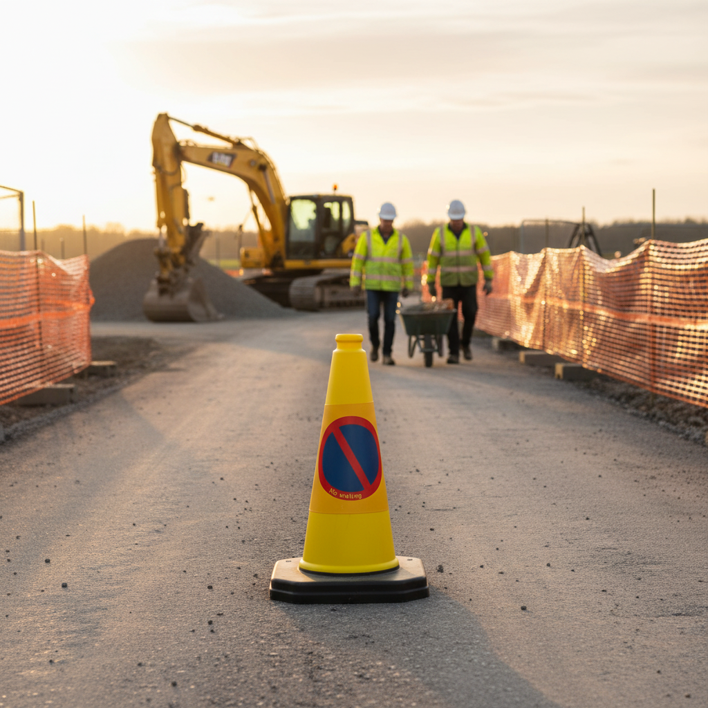 Premium One Piece Round No Waiting Cone - Durable, Recyclable, 2.2kg, Space-Efficient Design... - side view | Barriers Co